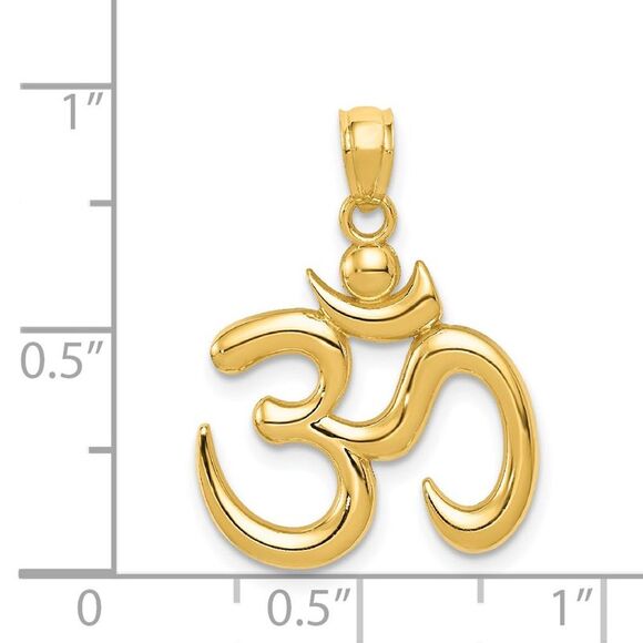 14k Yellow Gold 2D Om Symbol Pendant, 17mm (5/8 inch) - Picture 4 of 6